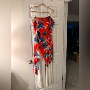 Joseph Ribkoff Floral Jumpsuit in Red and Blue
